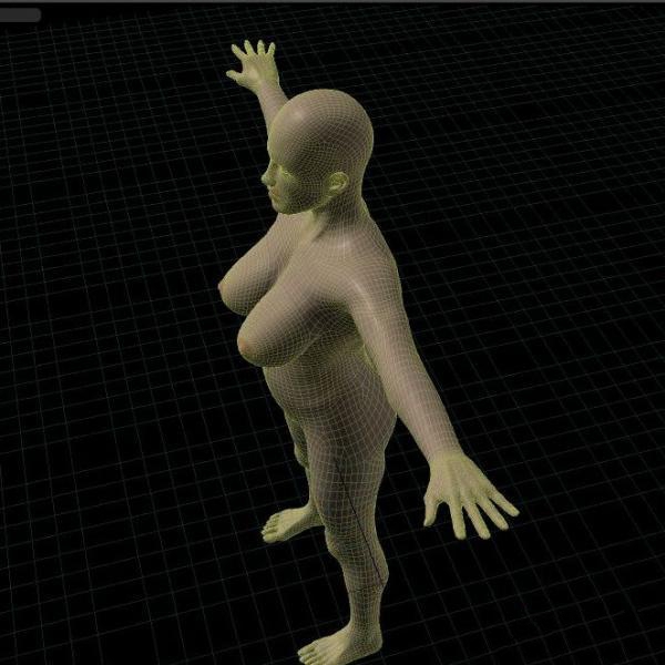 Big girl body rigged 3d rendering