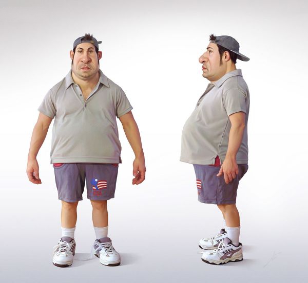 Cartoon fat man 3d rendering