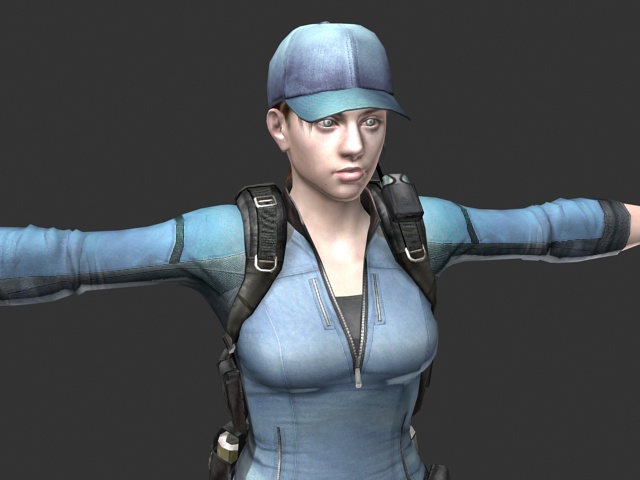 Policewoman rigged 3d rendering