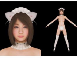 Sexy anime maid 3d model preview