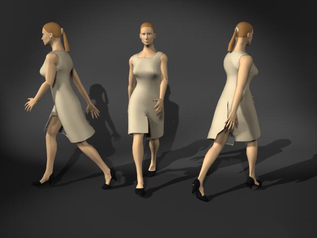 Business lady in walking pose 3d rendering