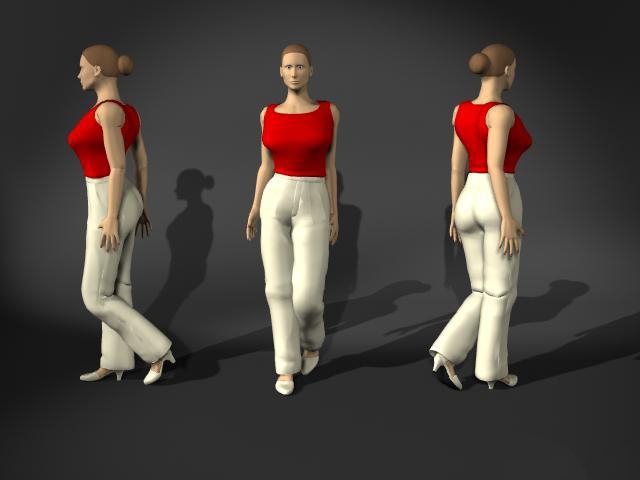 Office woman walking pose 3d rendering