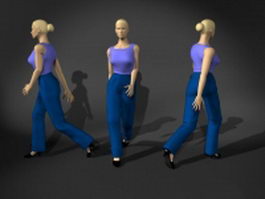 Fashion woman walking pose 3d model preview