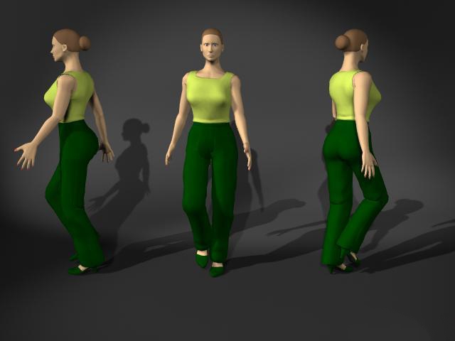 Woman in walking pose 3d rendering