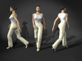 Woman walking pose 3d model preview