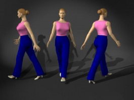 Woman walking in office 3d model preview
