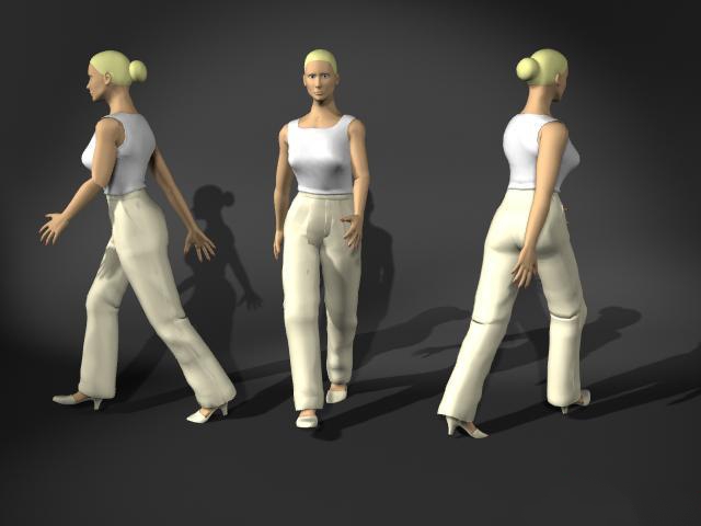 Woman walking pose 3d rendering