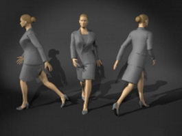 Business woman in uniforms suit 3d model preview