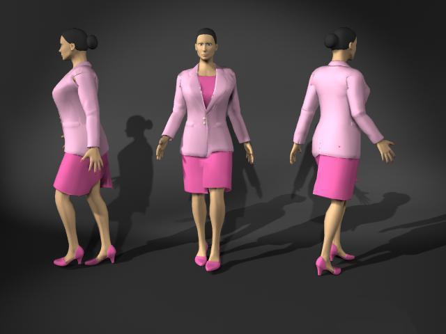Office woman in pink suit dress 3d rendering