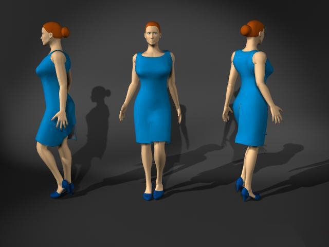 Woman in blue dress 3d rendering