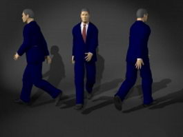 Business man in walking pose 3d model preview
