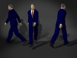 Businessman in walking pose 3d model preview