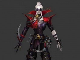 Anime dark warrior 3d model preview