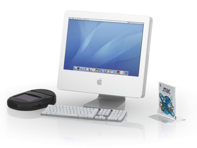 Apple computer with kassa 3d rendering
