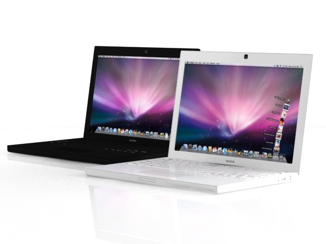 MacBook white and black 3d rendering