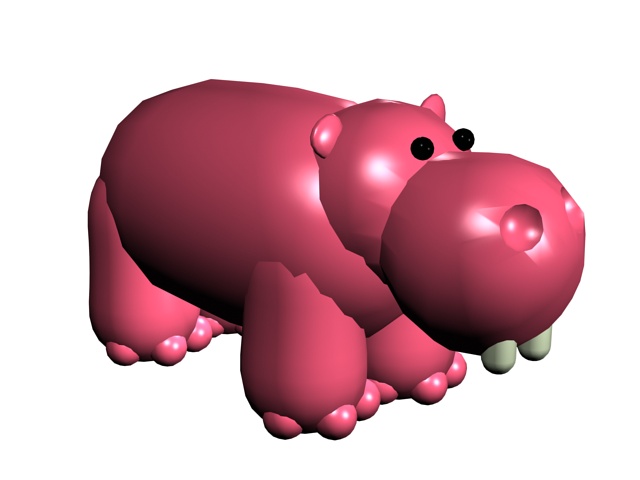 Cartoon hippo 3d rendering
