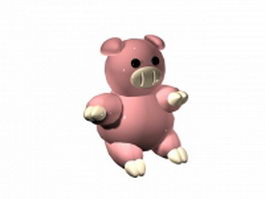 Cute pink pig 3d model preview