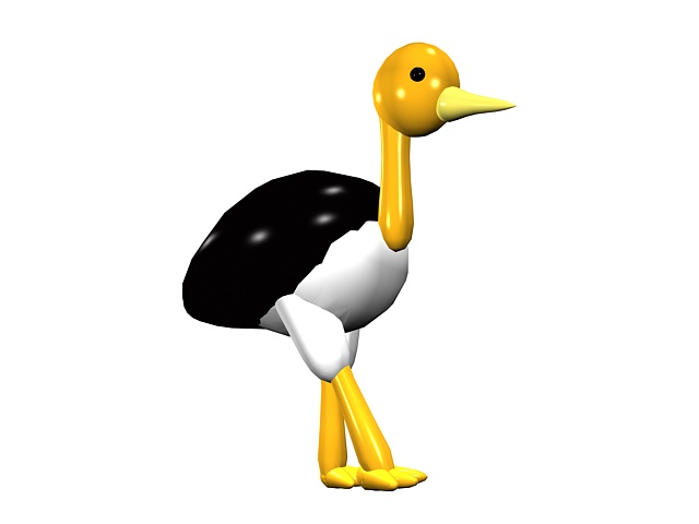 Cartoon crane bird 3d model - CadNav