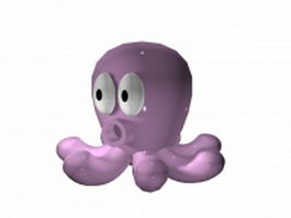 Purple cartoon octopus 3d model preview