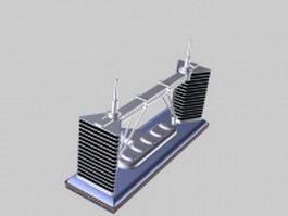 Twin tower building 3d model preview
