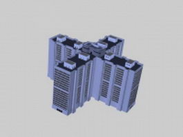 High-rise architecture 3d model preview