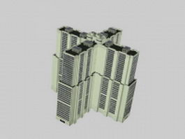 Modern residential buildings 3d model preview
