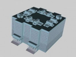 High-rise residential building 3d model preview