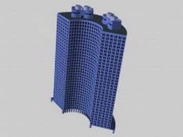 Curved hotel building 3d model preview