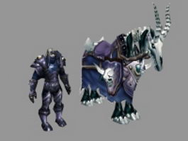 Undead warrior and skeletal horse 3d preview