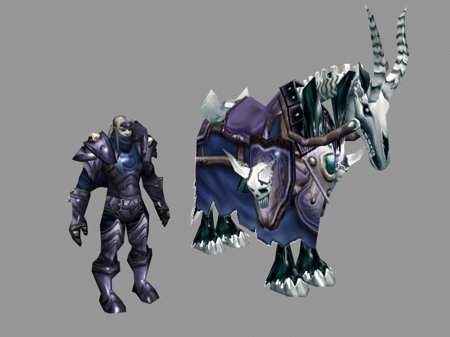 Undead warrior and skeletal horse 3d rendering