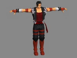 Anime fighter man 3d model preview