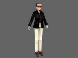 Anime tomboy 3d model preview