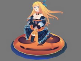 Anime girl character 3d model preview