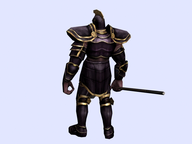 Warrior armor and weapon 3d rendering