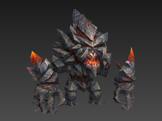 Stone monster 3d rendering