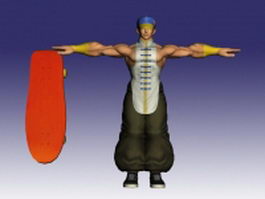 Yun Street Fighter character 3d model preview