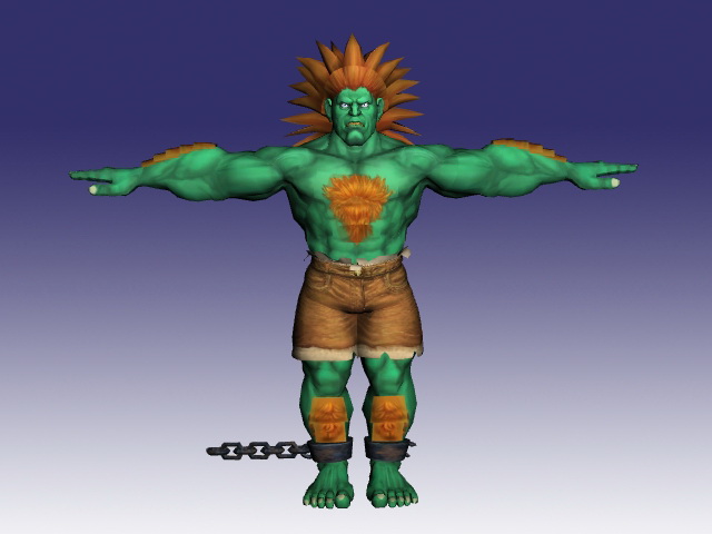 Blanka in Super Street Fighter 3d rendering