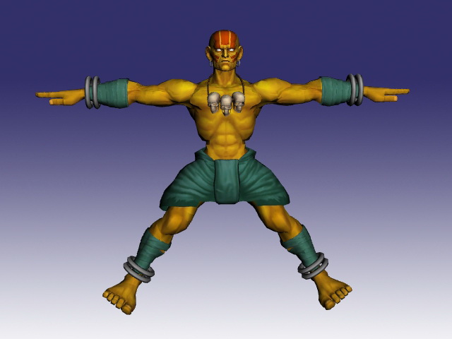 Dhalsim in Street Fighter 3d rendering