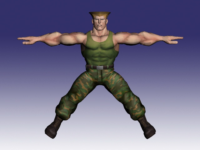 Guile in Super Street Fighter 3d rendering