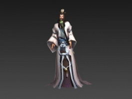 Animated Taoist priest 3d model preview