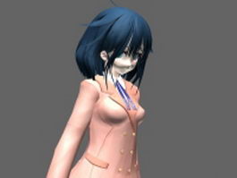 Anime school girl 3d model preview