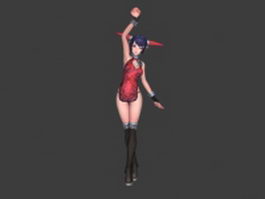 Animated anime girl 3d model preview