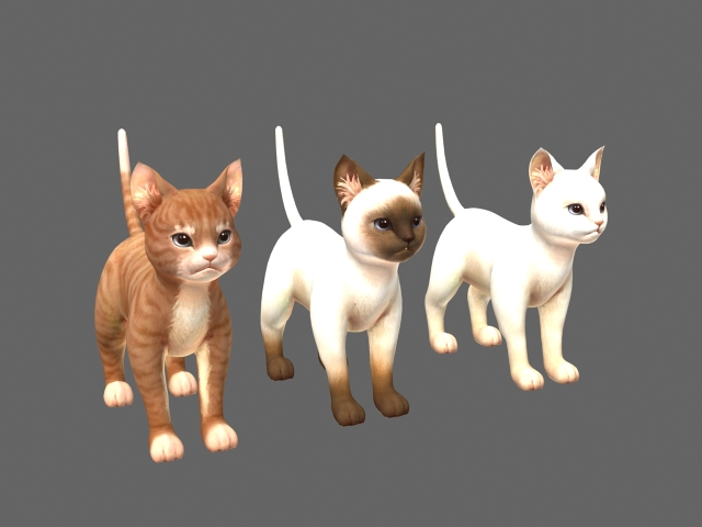 Three cats  3d  model 3ds max files free download modeling 