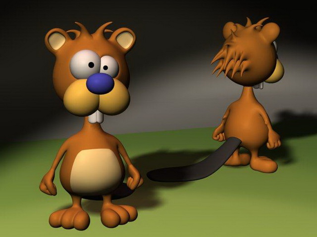 Cute cartoon beaver 3d rendering