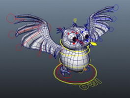 Cartoon owl rigged 3d model preview