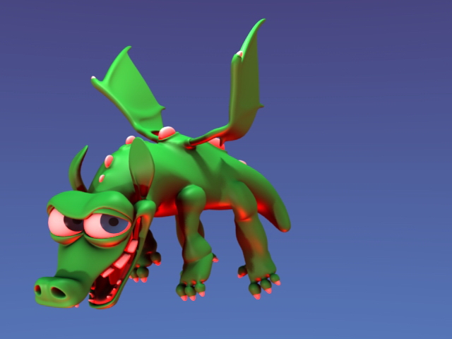 Cartoon dragon rigging 3d rendering