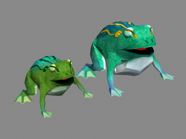 Frog and toad 3d rendering