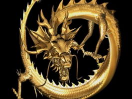 Golden dragon 3d model preview