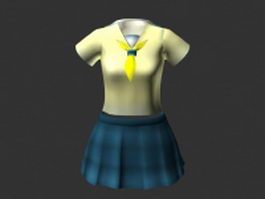 Sailor suit school uniform 3d model preview