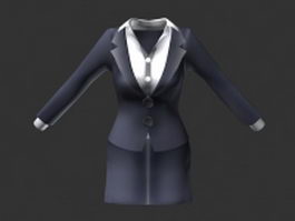 Female uniform suit dress 3d model preview